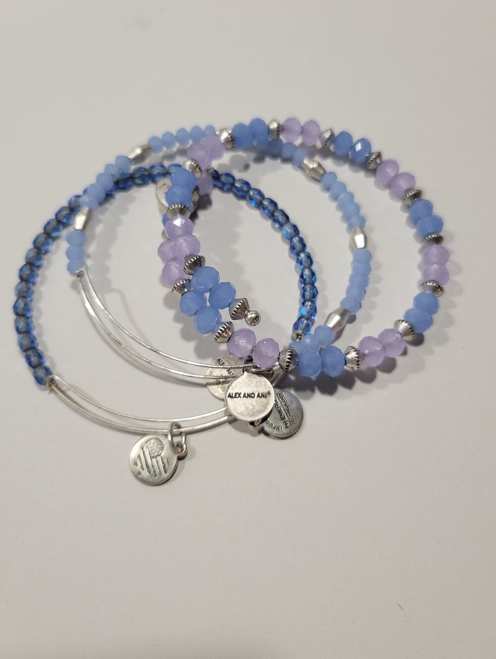ALEX AND ANI Beaded Bangle Bracelet Stack - Set of 3 (Blue & Purple) 💎